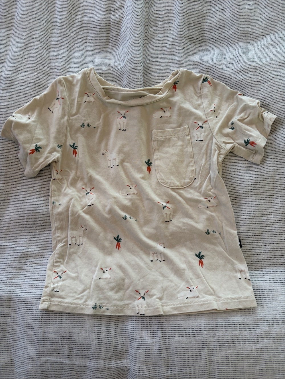 Kyte BABY Cream Short Sleeve Tee with Lamb & Carrot Print